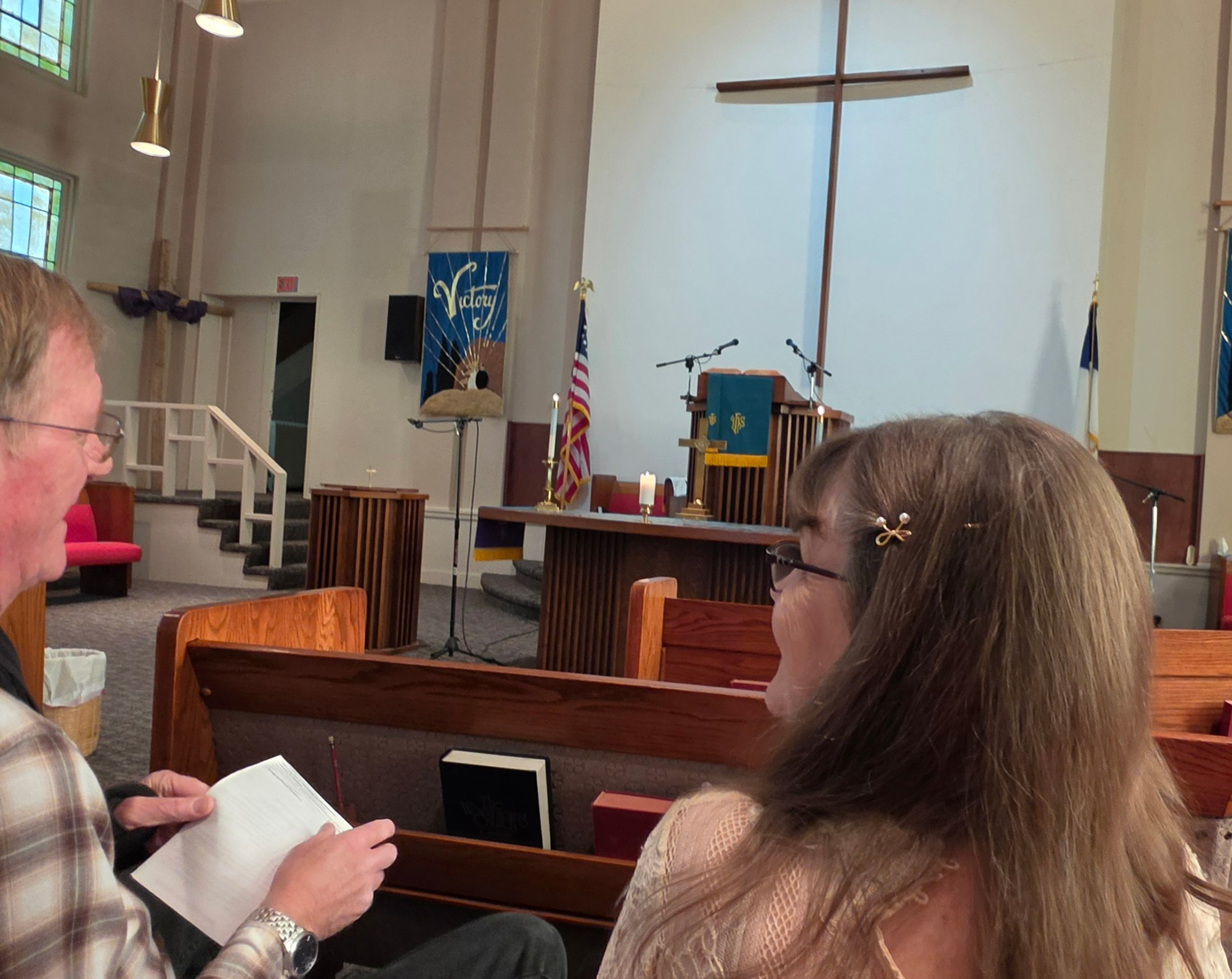 Parishioners at Sunday worship service